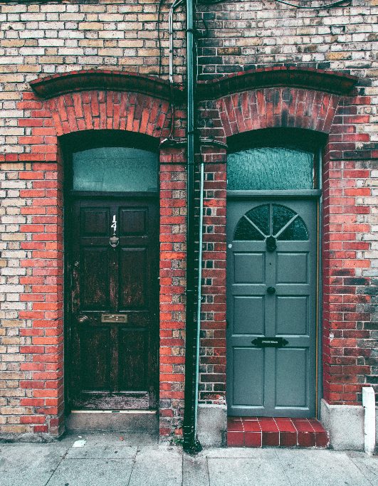 Two doors to apartments in Dublin, Ireland