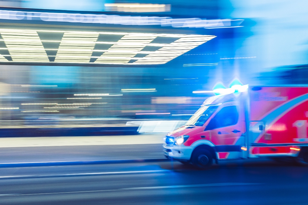 an ambulance speeding past