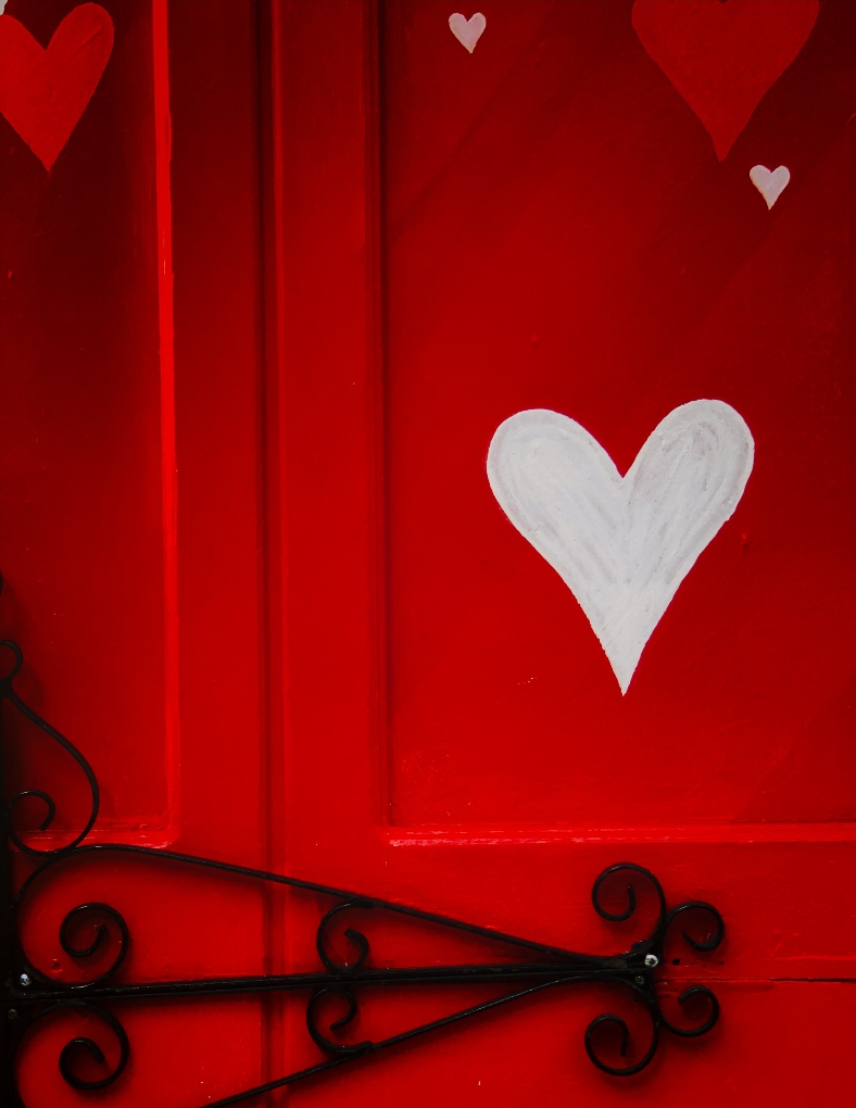 a red door with a heart on it