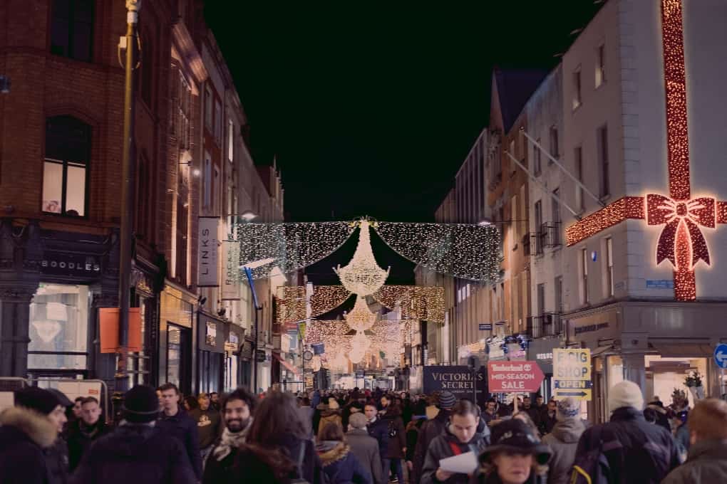 Grafton Street at night in Dublin