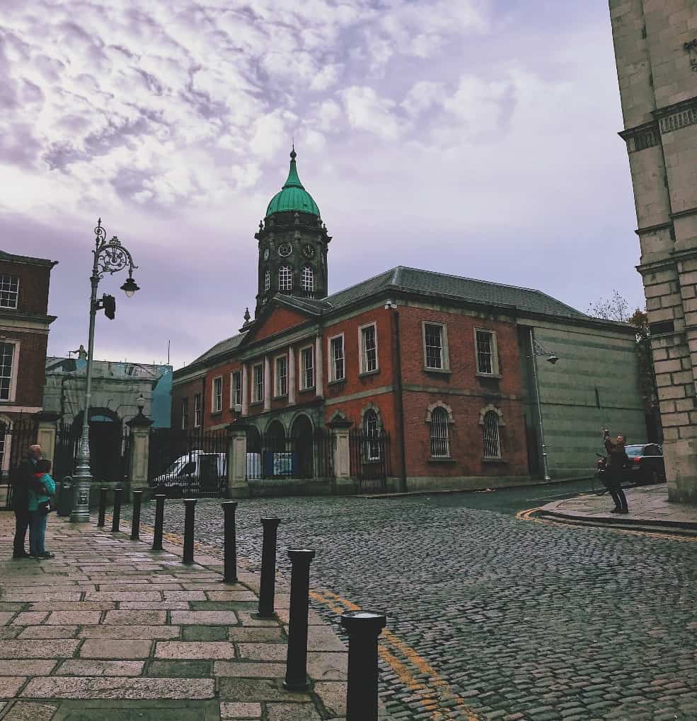 a street view of a church in Dublin
