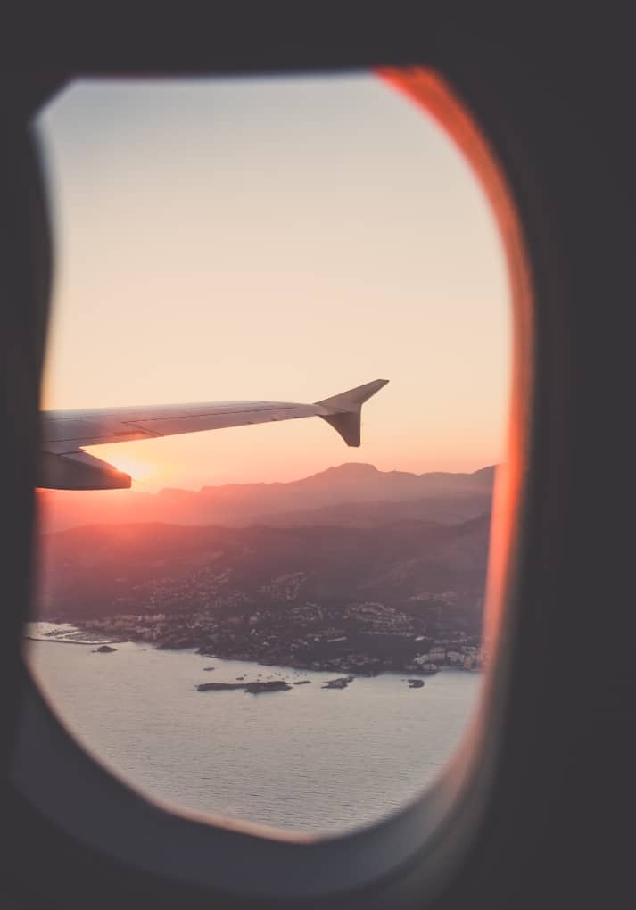 looking out an airplane window