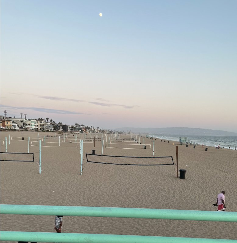 view of Hermosa Beach from on top of the pier