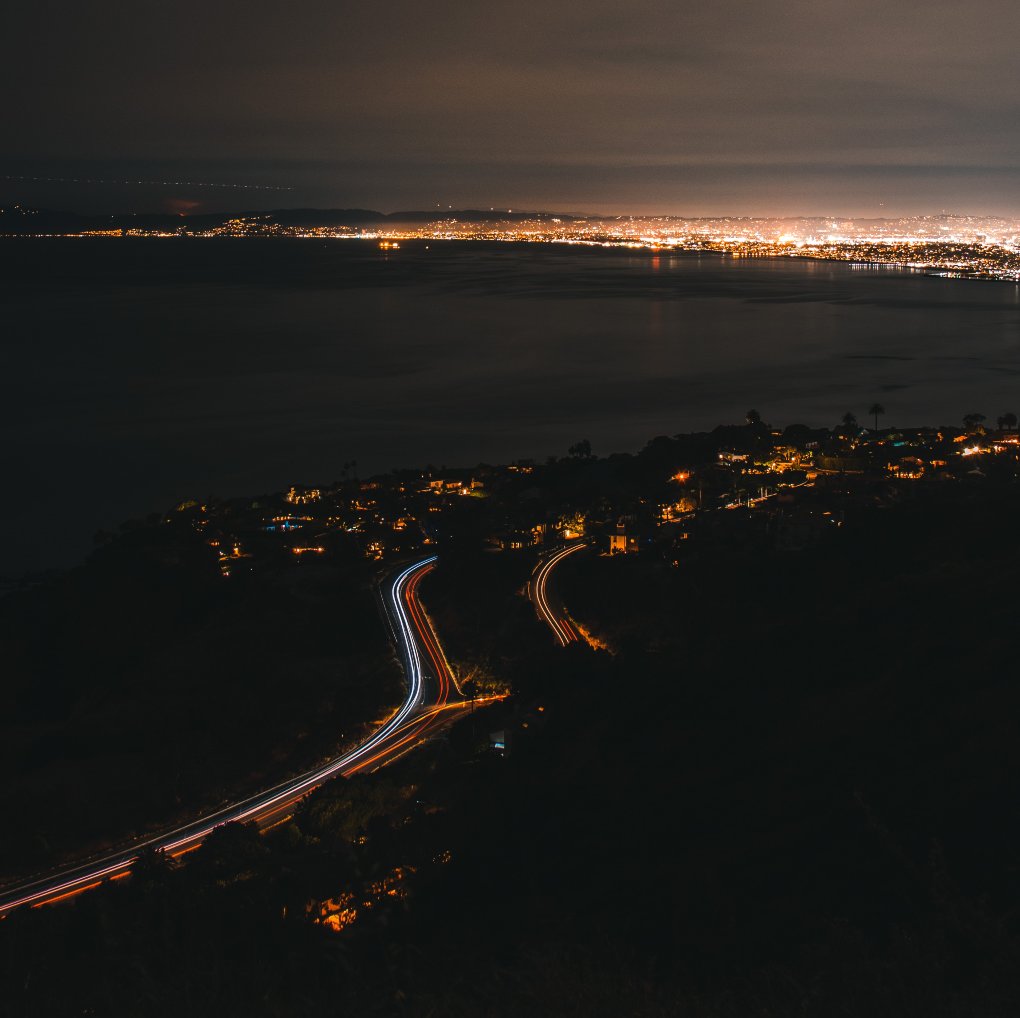city lights at night from Palos Verdes Peninsula