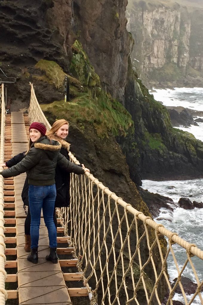 On the rope bridge in Ireland in December