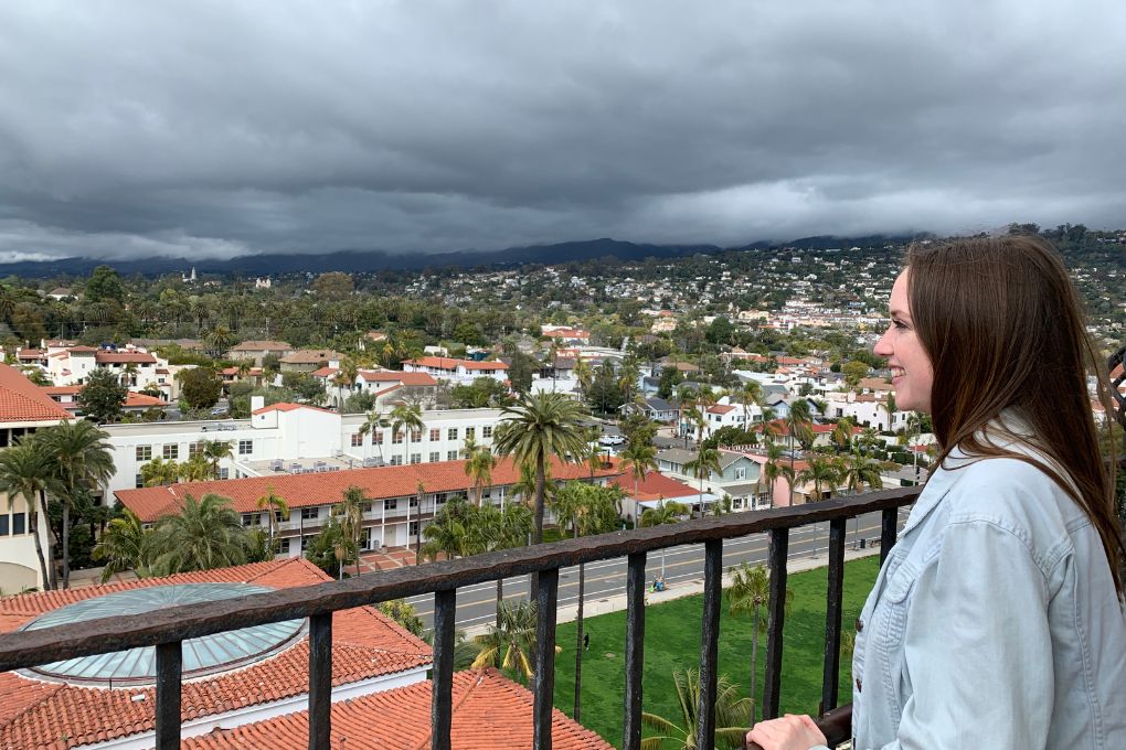 looking out from the Santa Barbara Courthouse