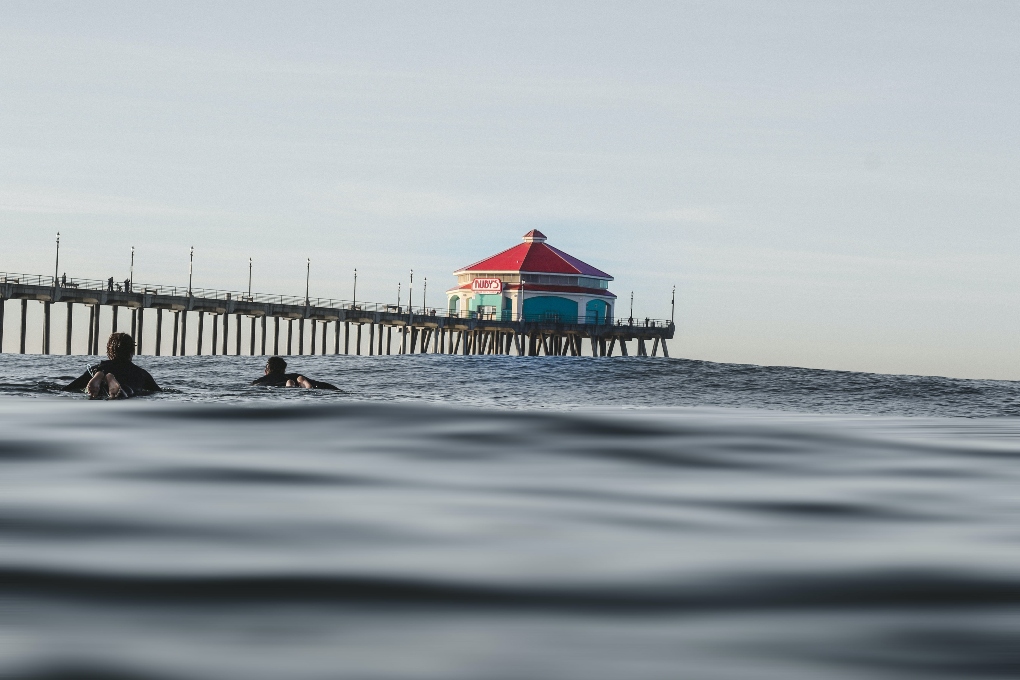 surfers at Huntington Beach
