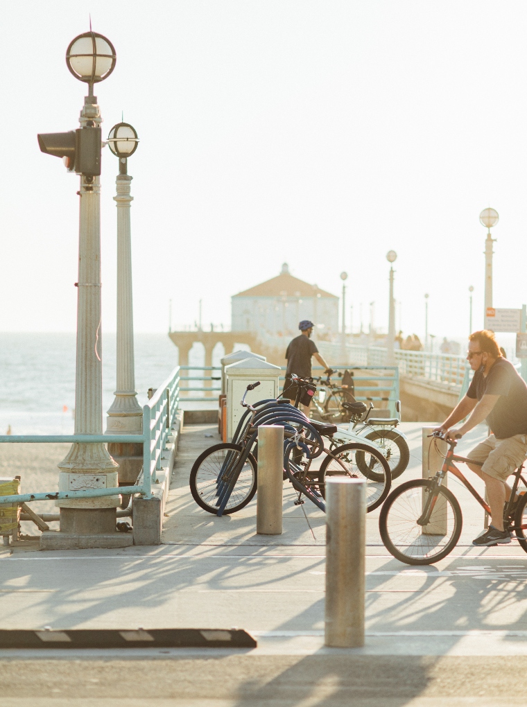 bikers at Manhattan Beach Pier