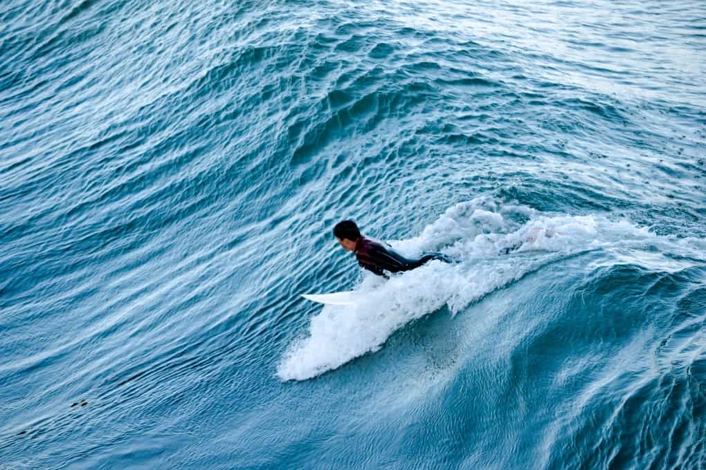 surfer about to take off