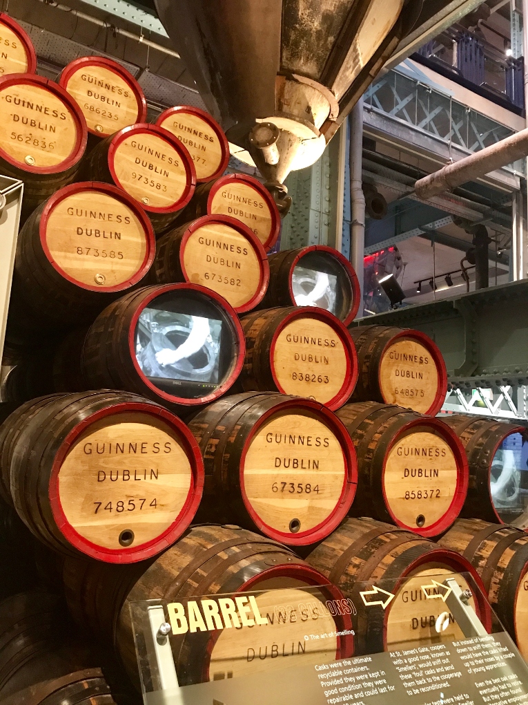 barrels on display for the Guinness Storehouse tour