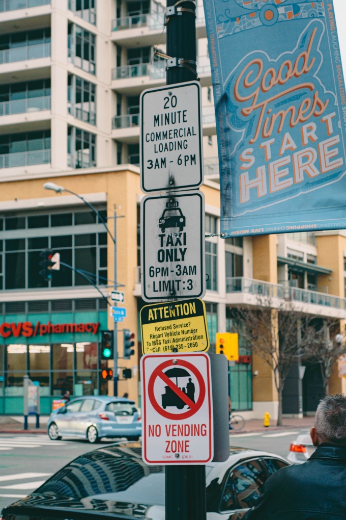 confusing parking signs in downtown San Diego