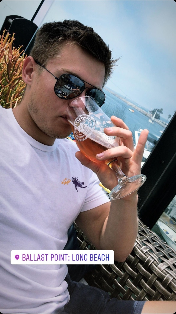 Peter drinking a beer at Ballast Point Brewing Co