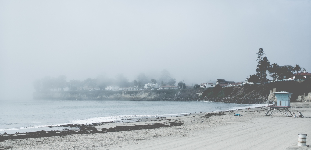 grey and foggy Santa Cruz beach