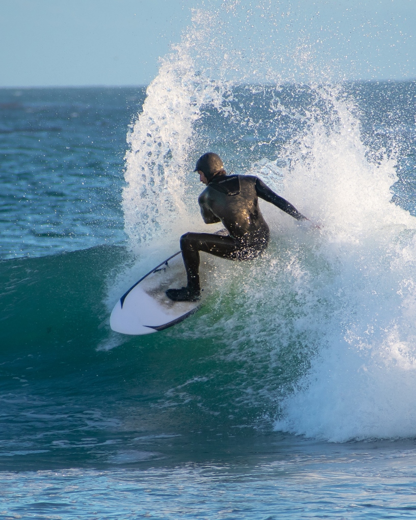 surfer in Santa Cruz wearing a wetsuit