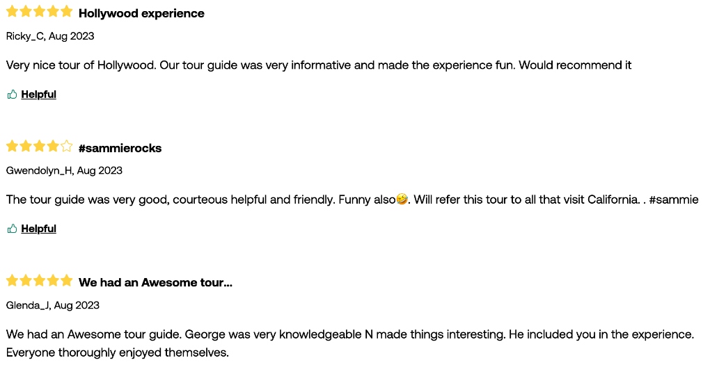 reviews from Viator of celebrity home tour