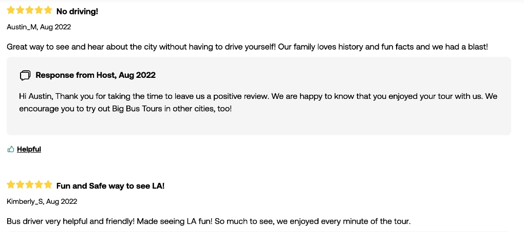 Viator reviews for hop on hop off LA bus