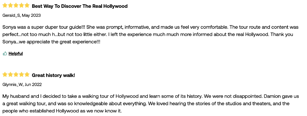 Viator tour review of Hollywood Walking Tour