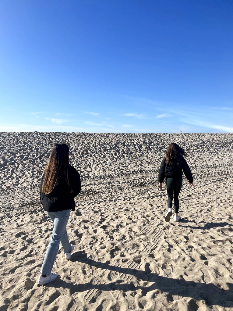walking on a CA beach in January