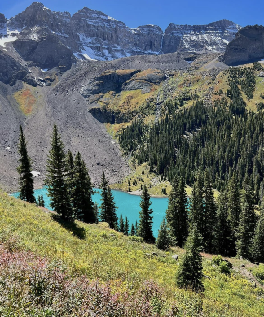 extremely turquoise blue lake in CO